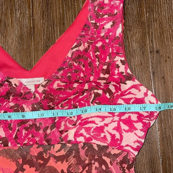 Women’s Y2K Dainty Semi Sheer Asymmetrical Flowy Sleeveless Coral Pink Maxi 10 M - Picture 3 of 9